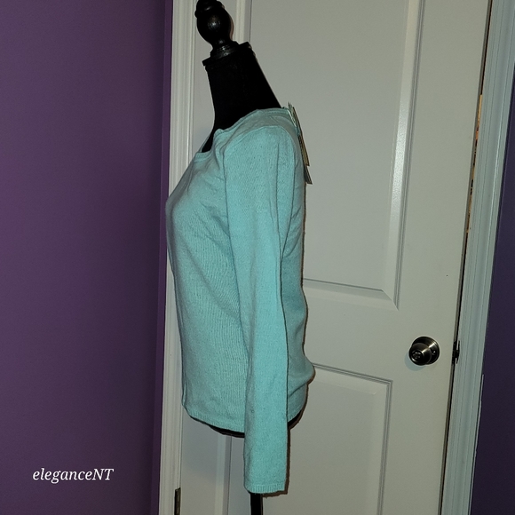 Peck & Peck  100% Cashmere Angel Blue Sweater Sz: Small NWT - Picture 9 of 9
